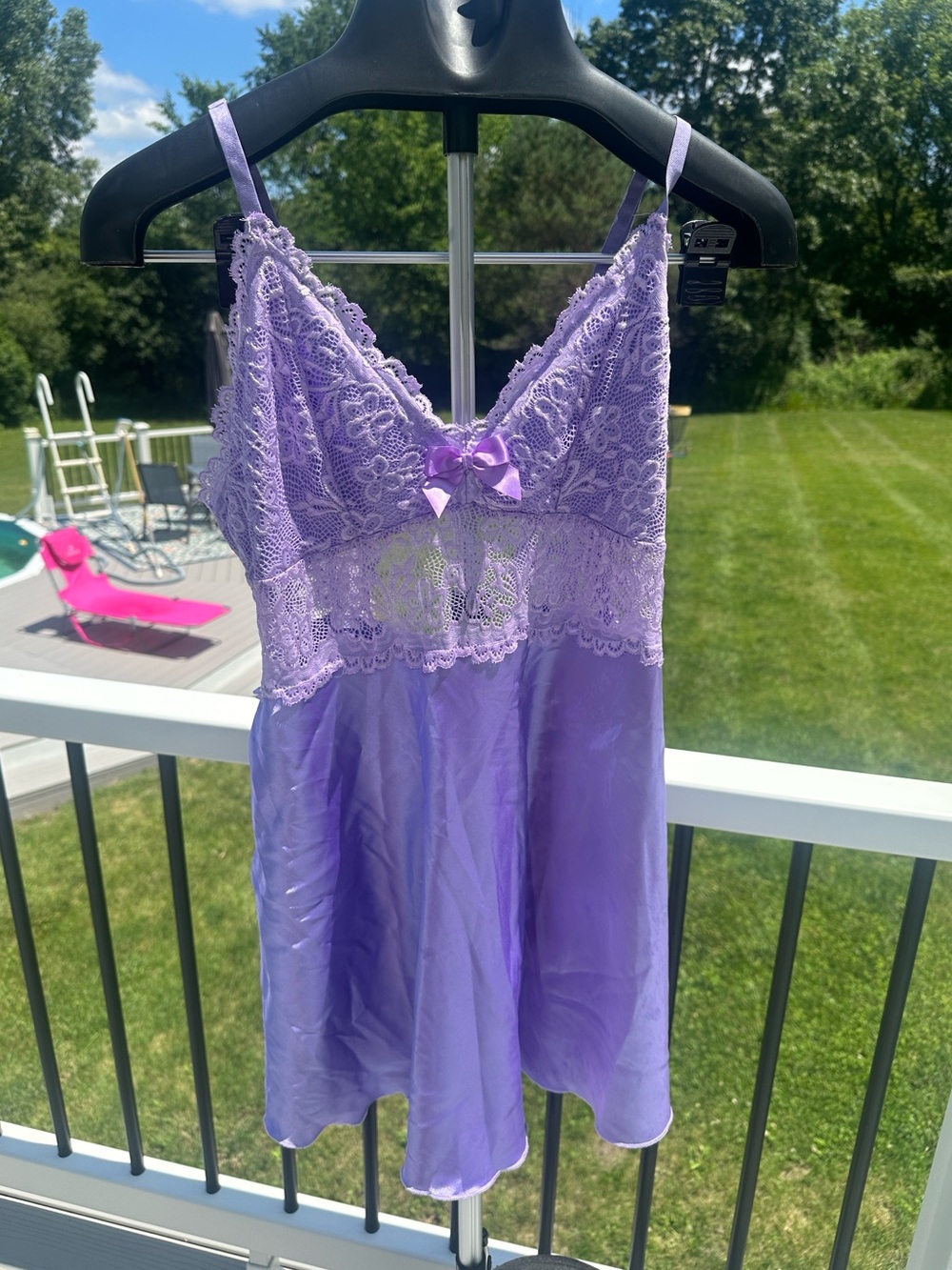 Lavender Lace Satin Chemise Nightgown